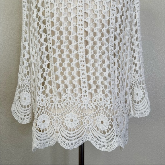 Do Everything In Love White Crochet Knit Open Front Cover up Cardigan, One Size - Picture 9 of 12